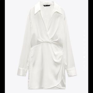 ZARA WHITE SATIN MINI DRESS